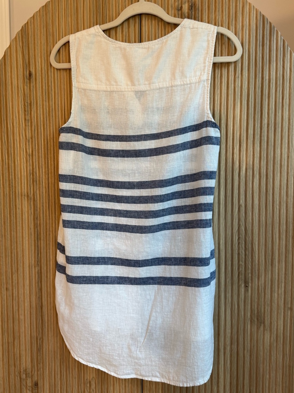 BeachLunchLounge White & Blue Stripped Linen Cotton Blend Tunic Tank/Cover Up - Picture 2 of 10